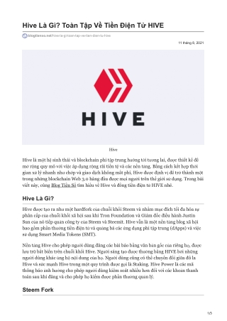 Hive Là Gì Toàn Tập Về Tiền Điện Tử HIVE