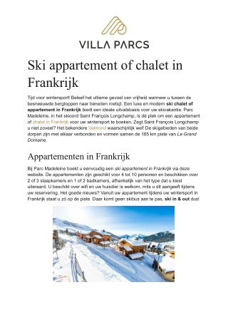 Ski appartement Frankrijk - Villa Parcs