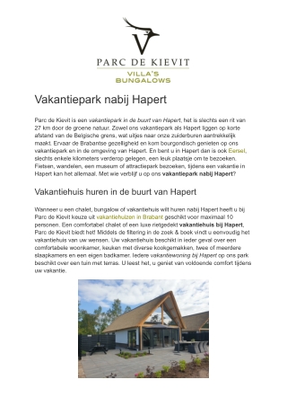 Vakantiepark Hapert - Parc de Kievit