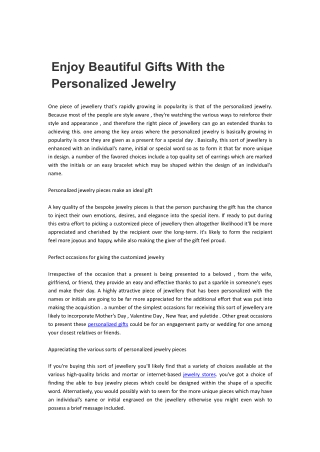 Enjoy Beautiful Gifts With the Personalized Jewelry