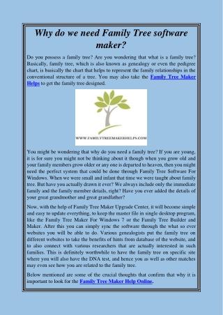 Why do we need Family Tree software maker