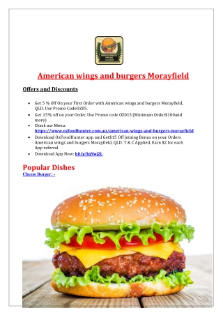 American WIngs and Burgers Restaurant Morayfield, QLD - 5% off