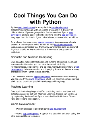 Cool Things You Can Do with Python