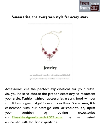 Accessories; the evergreen style for every story
