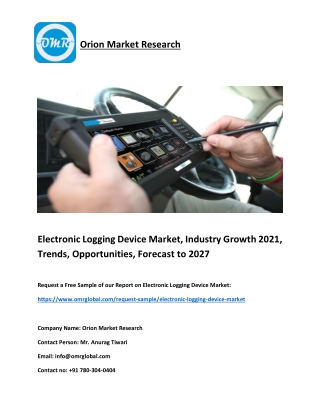 Electronic Logging Device Market, Industry Growth 2021, Opportunities to 2027