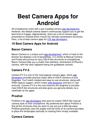 Best Camera Apps for Android