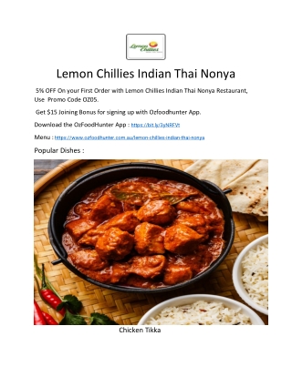 5% Off - Lemon Chillies Indian Thai Nonya Runcorn Menu, QLD