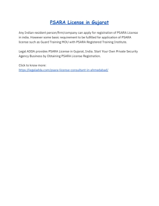 PSARA License in Gujarat