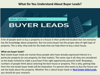 What Do You Understand About Buyer Leads?