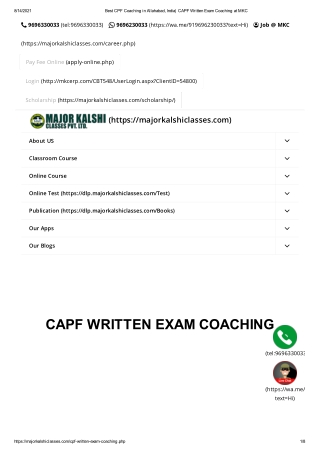 Best CAPF Training Centre |Central Armed Police Forces | Major Kalshi Classes