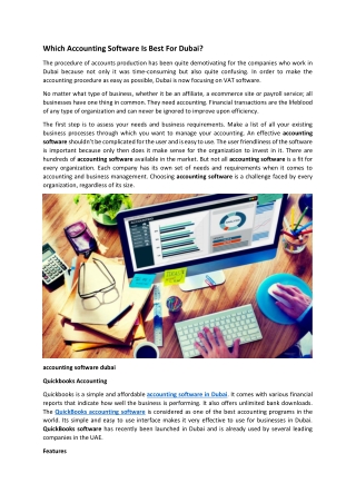 Which Accounting Software Is Best For Dubai