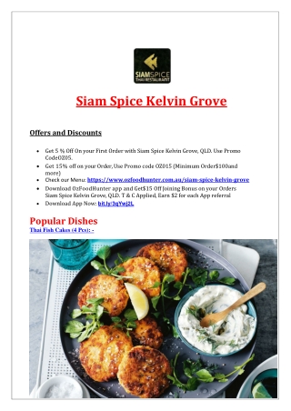 5% off - Siam Spice Thai Restaurant menu Kelvin Grove, QLD