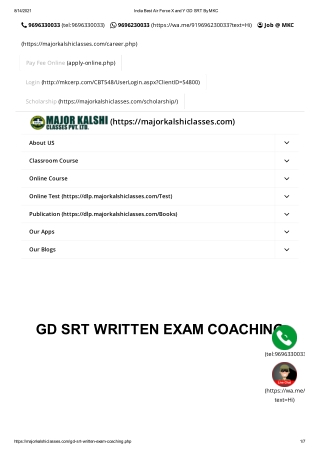 Best Airforce GD/SRT coaching institute | Major Kalshi Classes Pvt. Ltd.