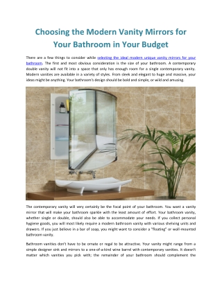 Choosing the Modern vanity mirrors for your bathroom in Your Budget