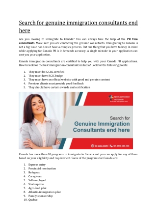 Search for genuine immigration consultants end here