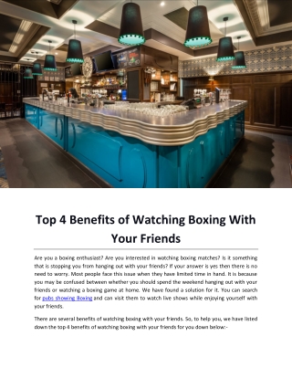 Top 4 Benefits of Watching Boxing With Your Friends