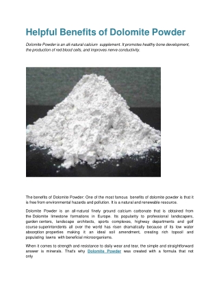 Helpful Benefits of Dolomite Powder