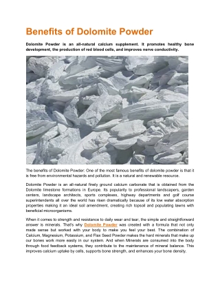 Benefits of Dolomite Powder