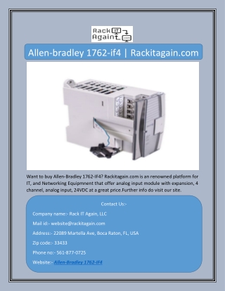 Allen-bradley 1762-if4 | Rackitagain.com