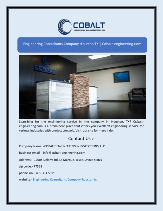 Engineering Consultants Company Houston TX | Cobalt-engineering.com