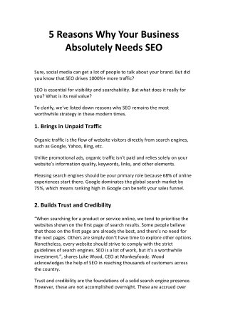 5 Reasons Why Your Business Absolutely Needs SEO