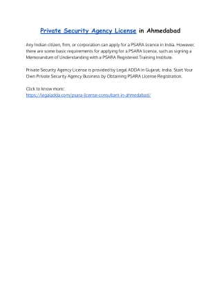 Private Security Agency License in Ahmedabad