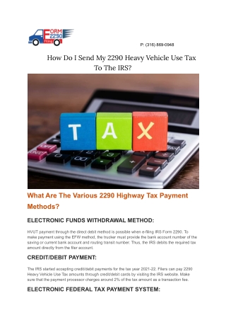 Pay 2290 Online | 2290 Tax Form | Form 2290 Filing | IRS Tax Form 2290