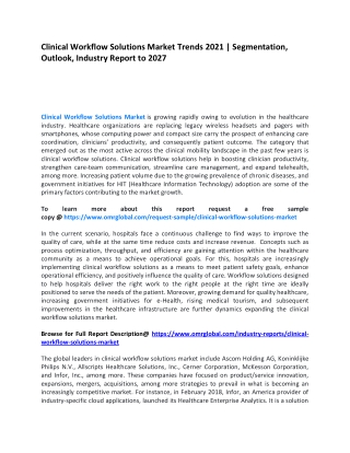 Clinical Workflow Solutions Market Trends 2021