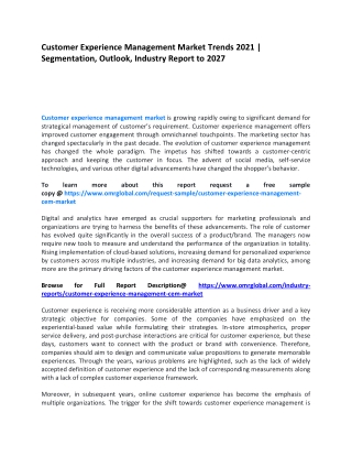 Customer Experience Management Market Trends 2021