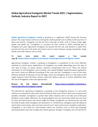 Global Agricultural Fumigants Market Trends 2021