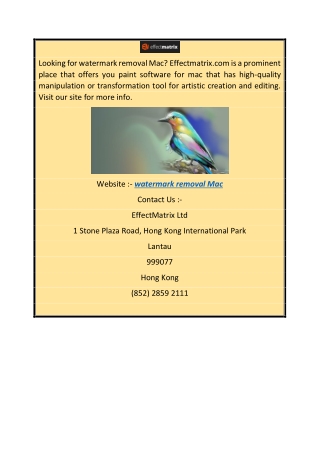 watermark removal Mac Effectmatrix.com