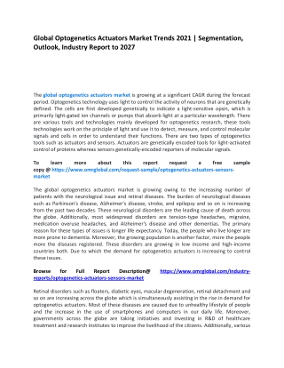 Global Optogenetics Actuators Market Trends 2021