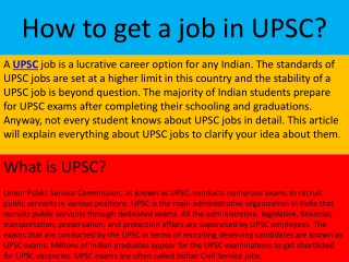 How to get a job in UPSC