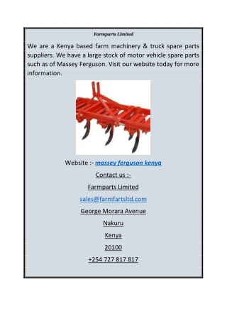 Massey Ferguson Spare Parts in Kenya  Farmparts