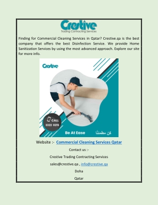 Commercial Cleaning Services Qatar | Crestive.qa