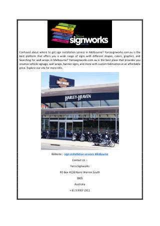 Sign Installation Services Melbourne | Yarrasignworks.com.au