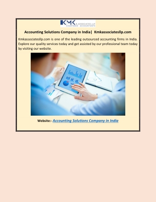 Accounting Solutions Company in India | Kmkassociatesllp.com