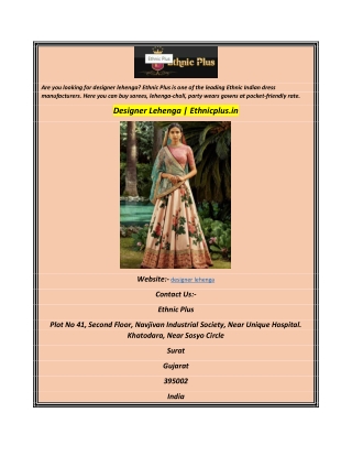 Designer Lehenga  Ethnicplus.in