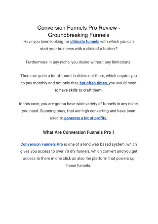 Conversion Funnels Pro Review - Groundbreaking Funnels