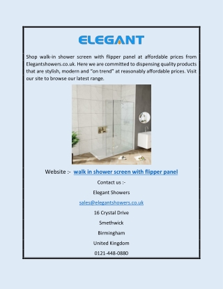 Walk In Shower Screen With Flipper Panel | Elegant Showers
