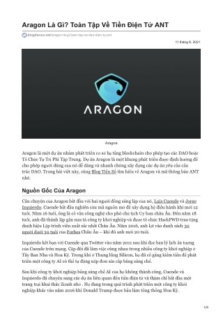 Aragon Là Gì Toàn Tập Về Tiền Điện Tử ANT