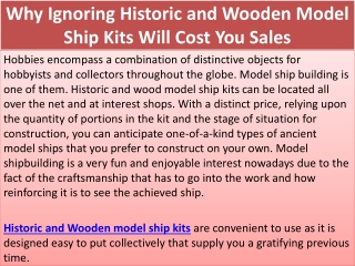 Why Ignoring Historic and Wooden Model Ship Kits Will Cost You Sales