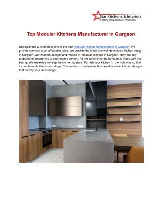 Top Modular Kitchens Manufacturer in Gurgaon