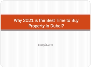 Why 2021 is the Best Time to Buy Property in Dubai
