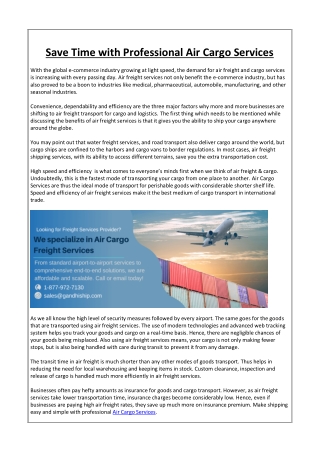 Save Time with Professional Air Cargo Services