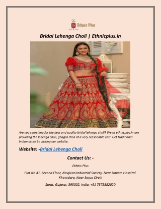 Bridal Lehenga Choli | Ethnicplus.in