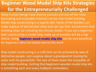 Beginner Wood Model Ship Kits Strategies for the Entrepreneurially Challenged