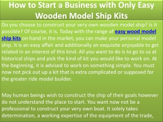 How to Start a Business with Only Easy Wooden Model Ship Kits