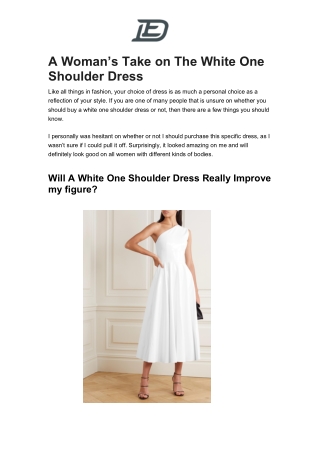 Best White One Shoulder Dress for Women
