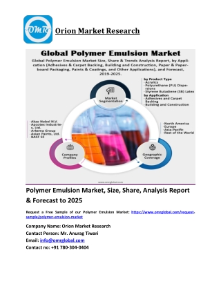 Polymer Emulsion Market Size | COVID-19 Impact Analysis | Forecast to 2025